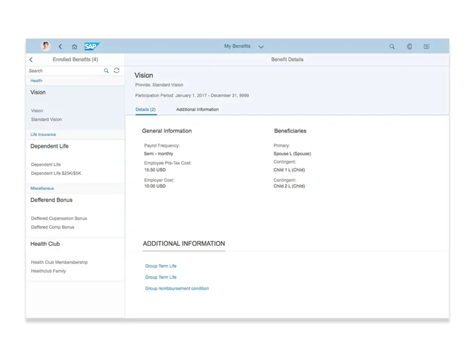 SAP Fiori My Benefits App SAP HR Fiori Apps Support and Services