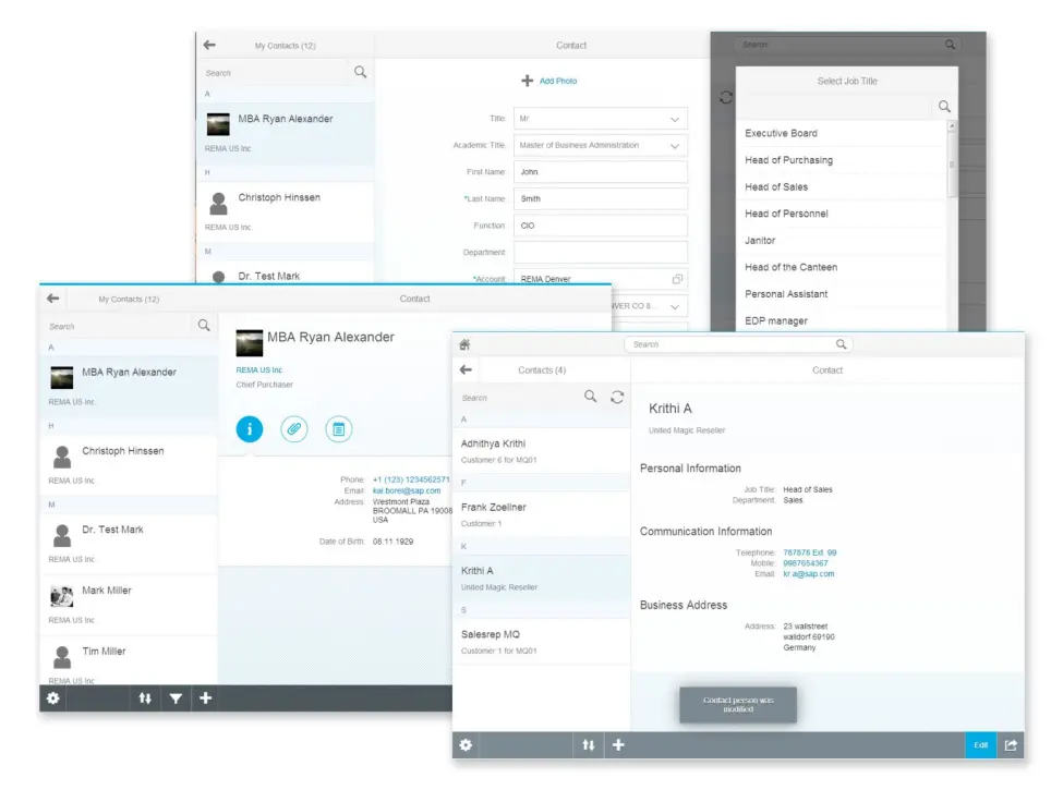 SAP Fiori My Contacts App SAP CRM Fiori Apps Support and Services