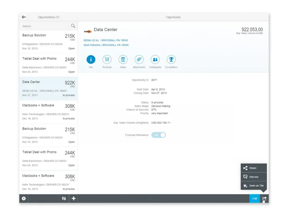 SAP Fiori My Opportunities App SAP CRM Fiori Apps Support and Services