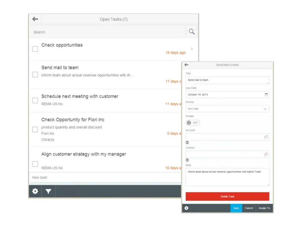 SAP Fiori My Tasks App SAP CRM Fiori Apps Support and Services