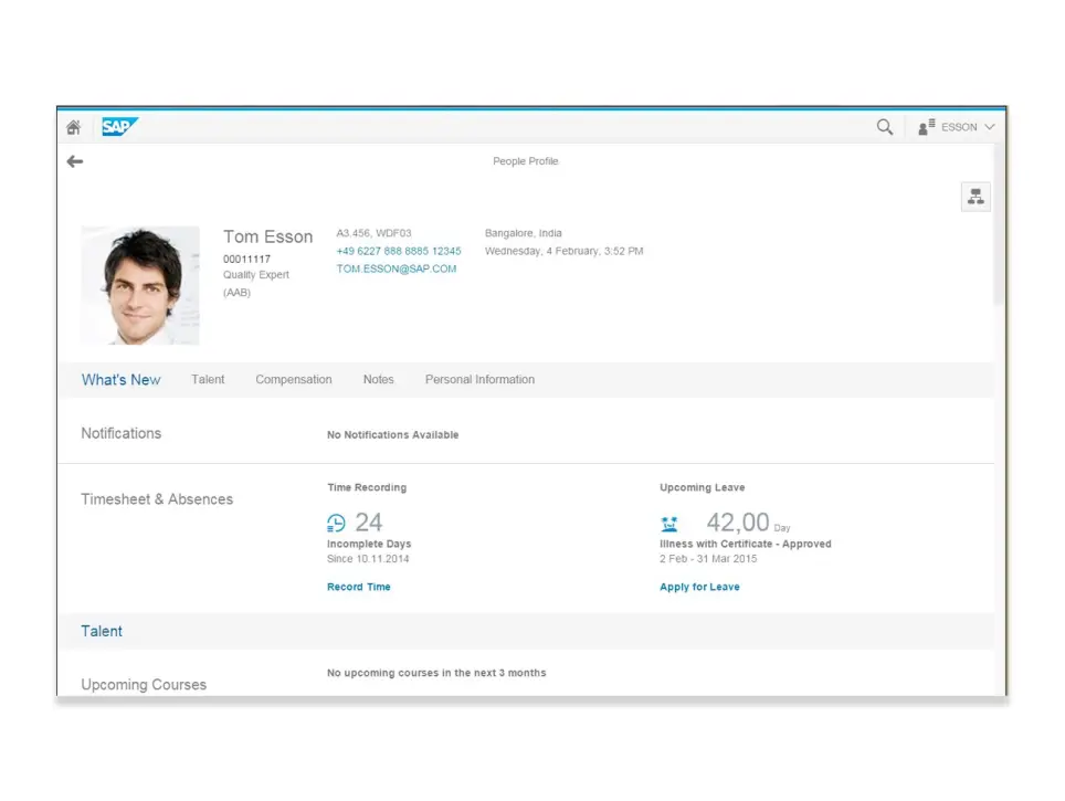 SAP Fiori People Profile App SAP HR Fiori Apps Support and Services
